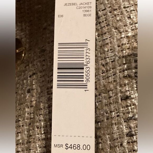 ELIE TAHARI Jezebel SZ 4 Tweed Jacket Beige Champagne Edge English Countryside - Picture 14 of 14